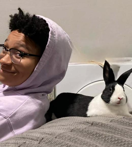 Briel with a dutch rabbit. 