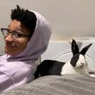 Briel with a dutch rabbit. 