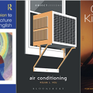 Cover image of three faculty books